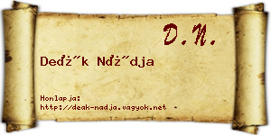 Deák Nádja névjegykártya